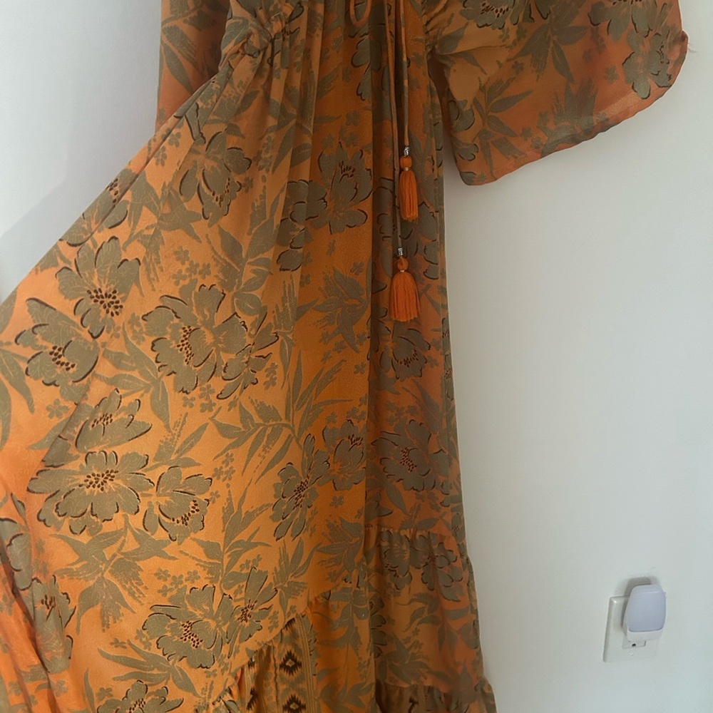 Floral Boho Maxi Dress in Orange and Beige - Picture 10 of 10